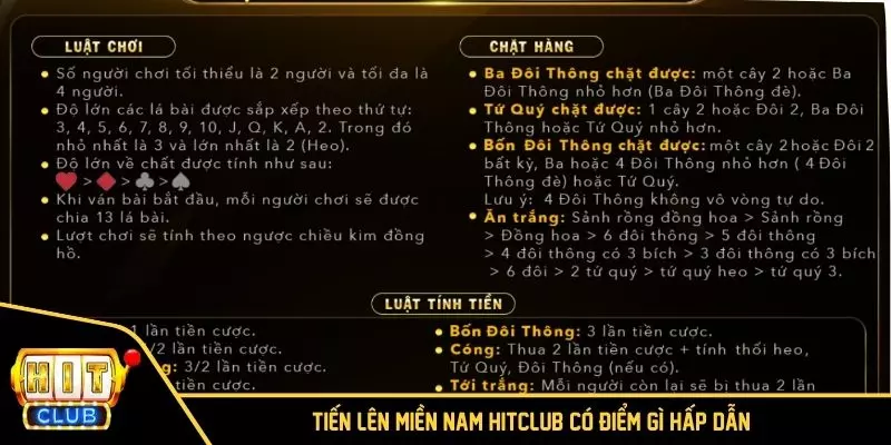 Tiến lên Miền Nam HITCLUB có điểm gì hấp dẫn?