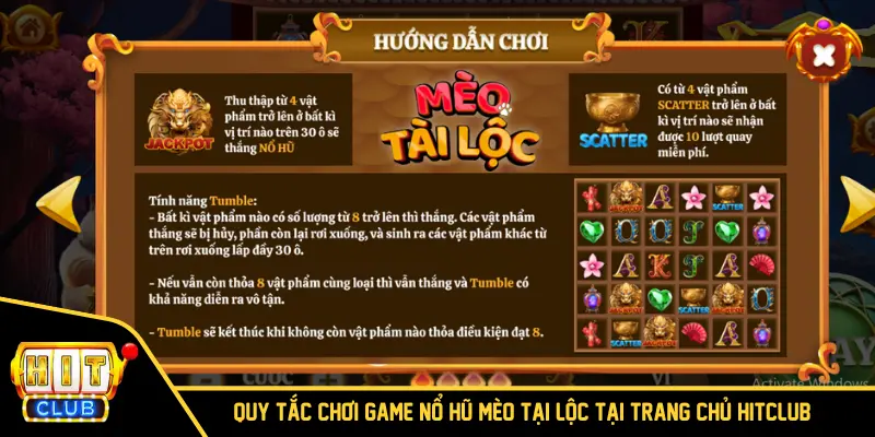 Quy tắc chơi game nổ hũ Mèo Tài Lộc tại trang chủ HITCLUB