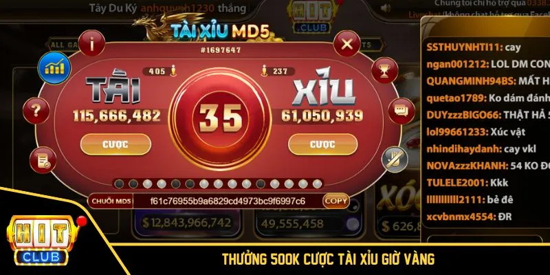 thưởng 500k cược tài xỉu giờ vàng